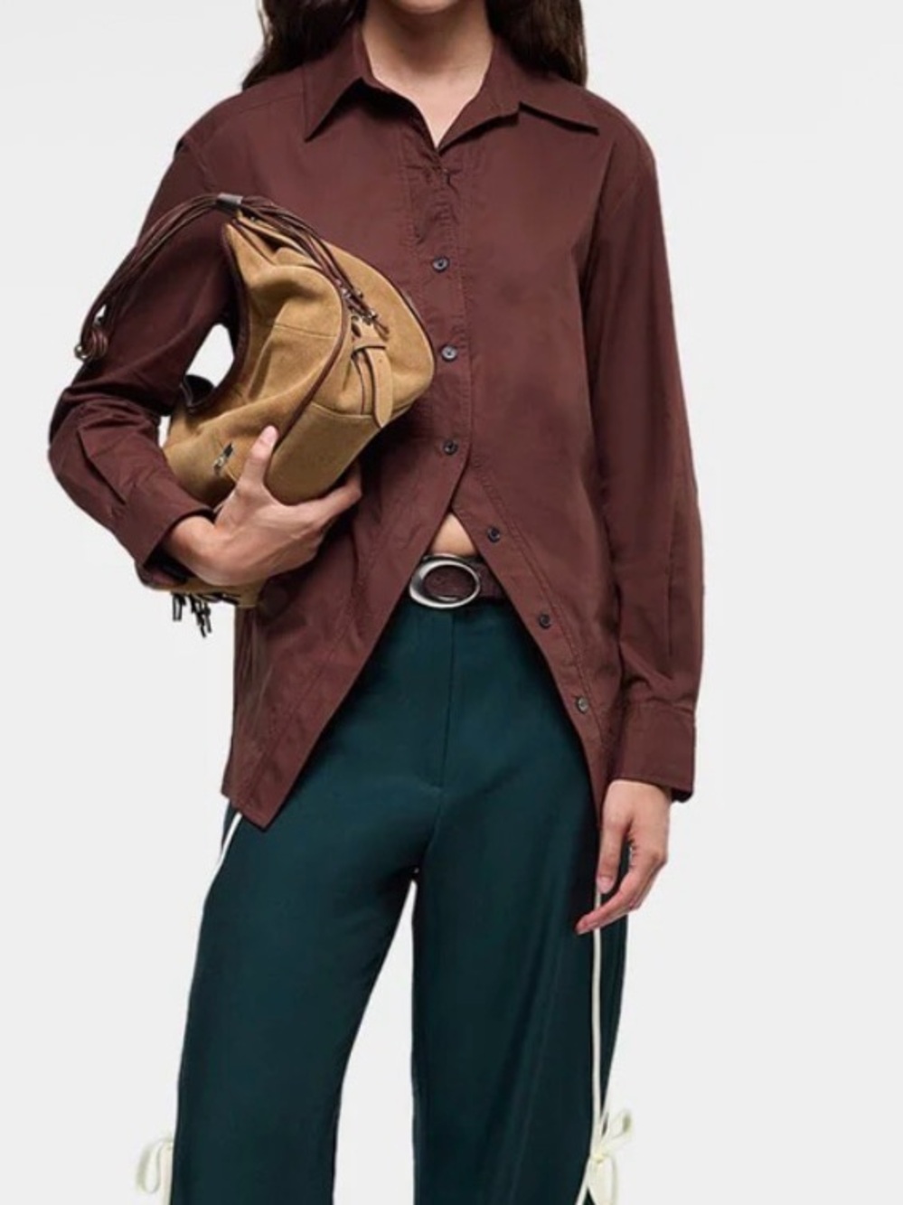laagam NO BOYFRIEND BROWN SHIRT sz xs